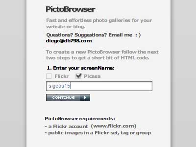 FlickrかPicasaを選択