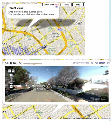 Google Mapに新機能、「Street View（ストリート・ビュー）」