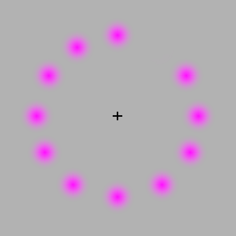 ピンクのドットが緑に変わってしまう目の錯覚画像